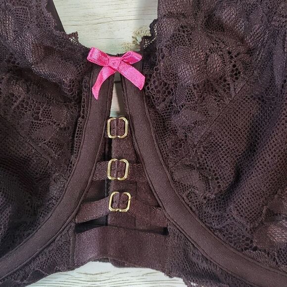 Cacique Chocolate Plum Unlined Curvy Balconette Bra Removable Straps 46DDD 46F - Picture 8 of 14
